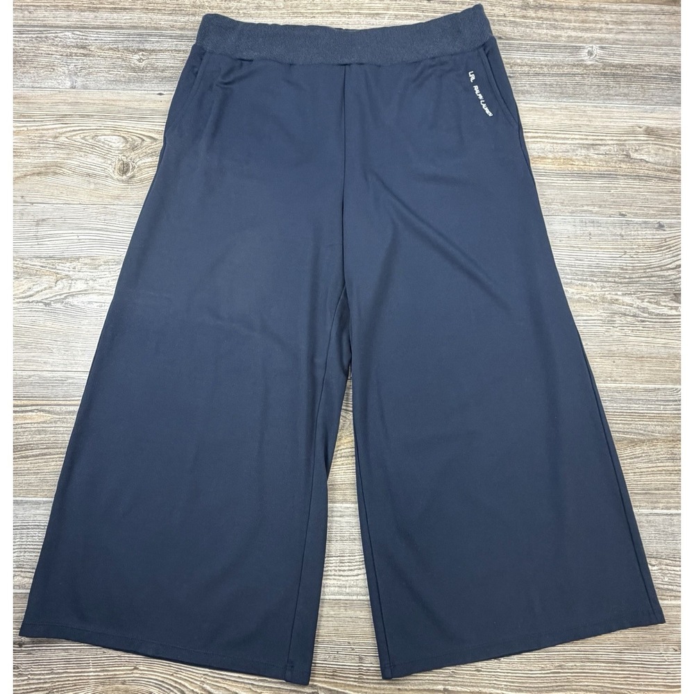 Lauren Ralph Lauren Women's Navy Stretch Crop Flare Knit Pants Pull-On L